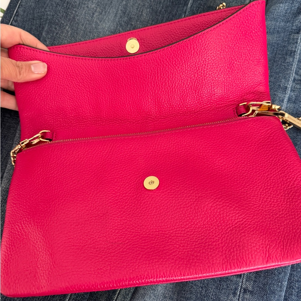 Michael Kors Vibrant Pink Clutch with Gold Chain - Picture 8 of 9